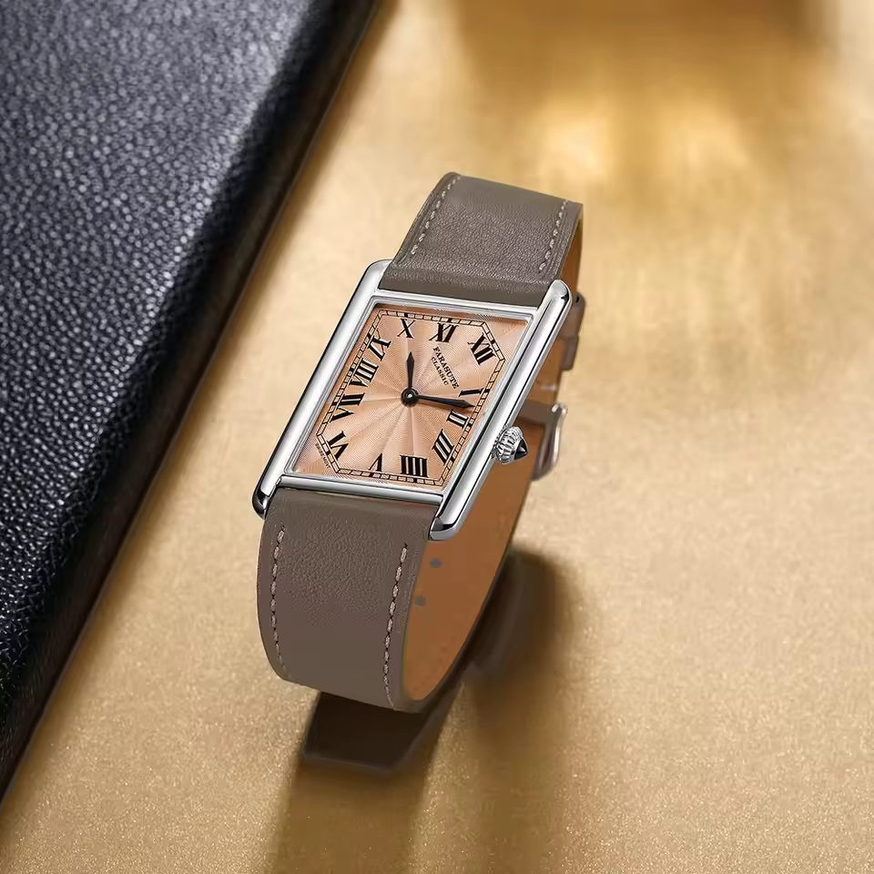 Montre à quartz pour homme FARASUTE, 27,2 mm * 37 mm, montre-bracelet vintage, boîtier en parallélog