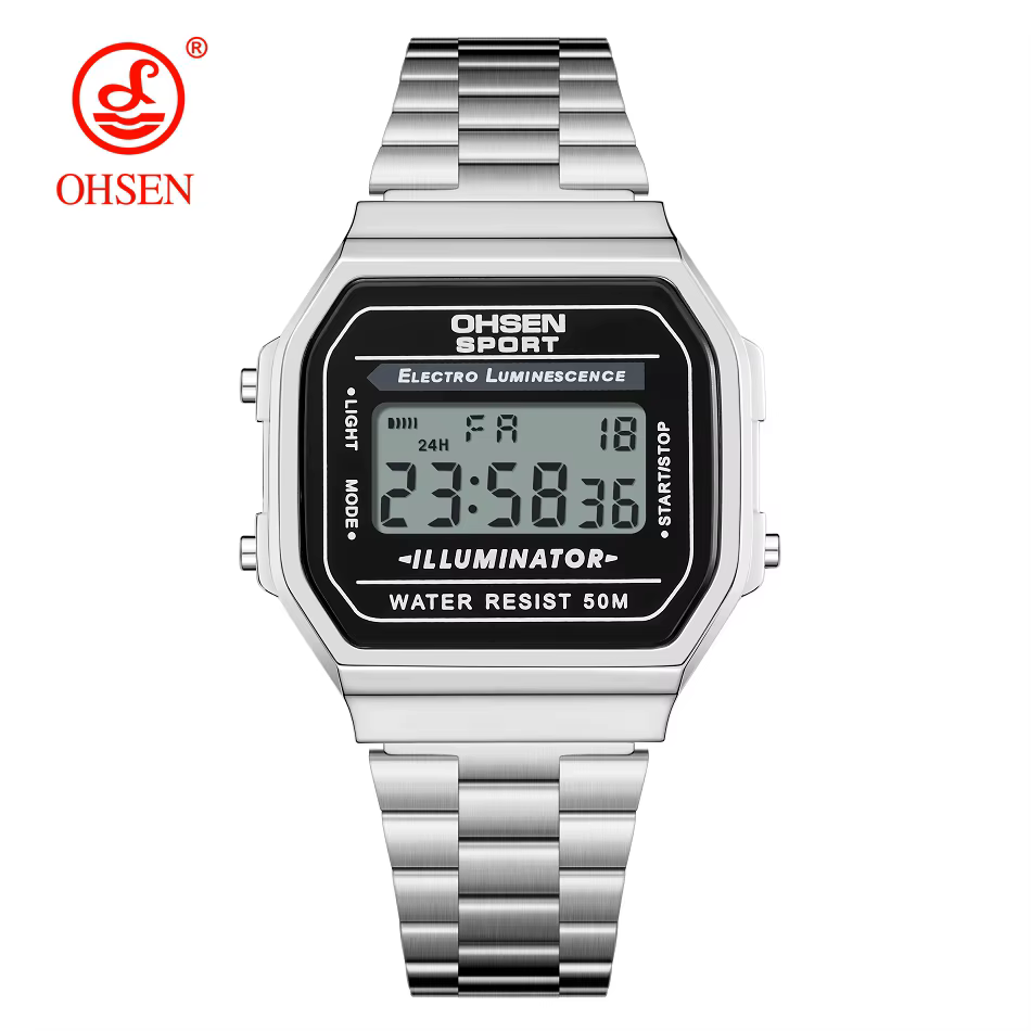 Montre numérique pour femmes OHSEN, ultra-fine, tendance, or rose, étanche, montres électroniques po