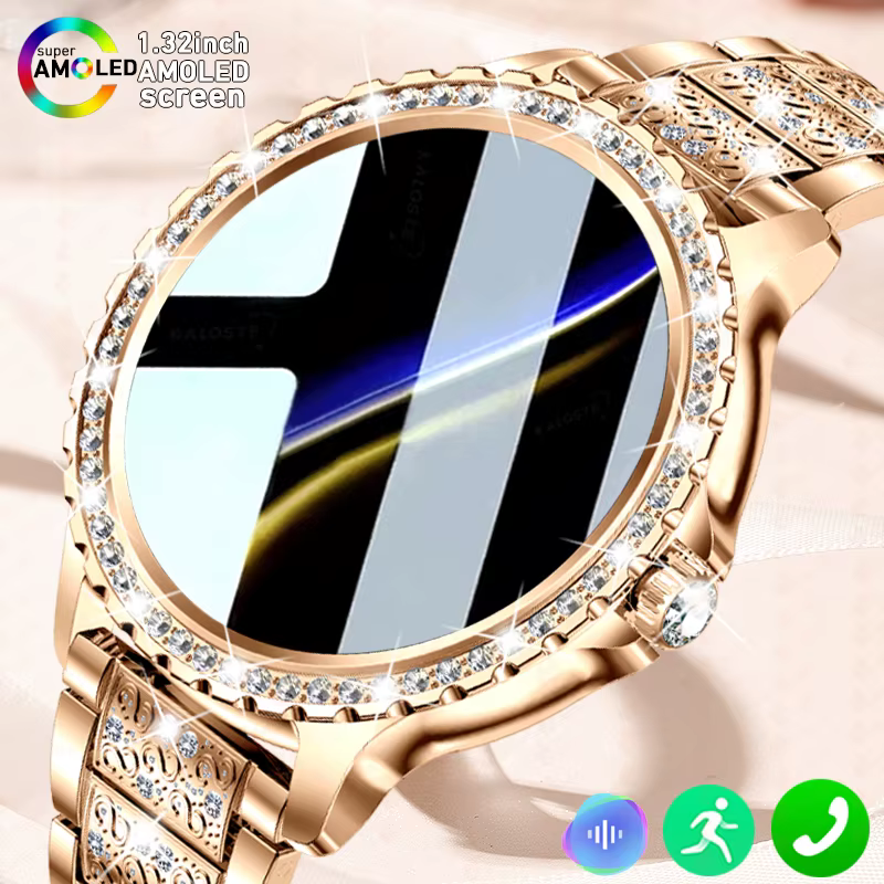 Montre intelligente à écran AMOLED pour femme, fréquence cardiaque, oxygène sanguin, bracelet pour f