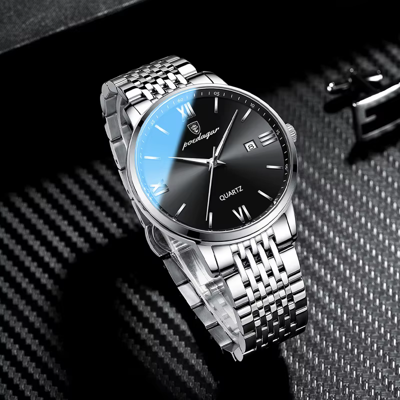 POEDAGAR montre-bracelet de sport de luxe pour hommes en acier inoxydable étanche Date homme montre