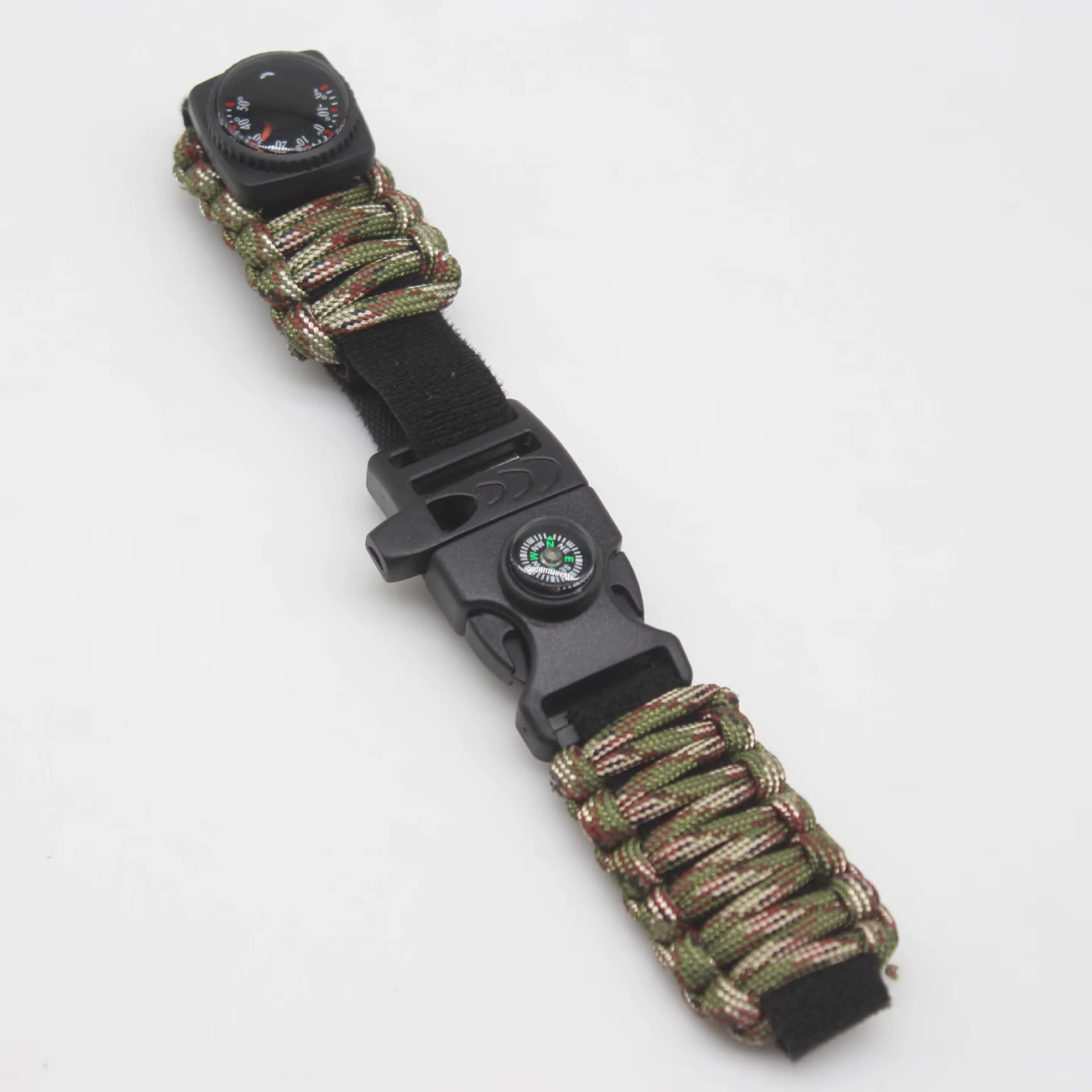 Bracelet de montre tissé en paracorde, sifflet, boussole, bracelet réglable