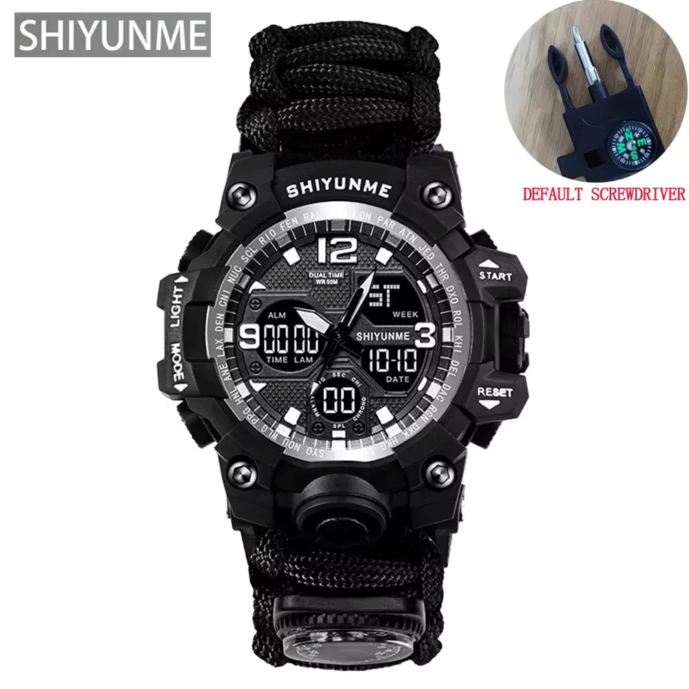 Montres militaires pour hommes, montre numérique camouflage, montre numérique LED, étanche, multifon