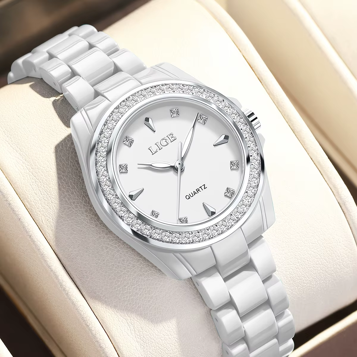 LIGE montre pour femme 2026 nouvelle céramique élégante montre à Quartz mode étanche horloge lumineu