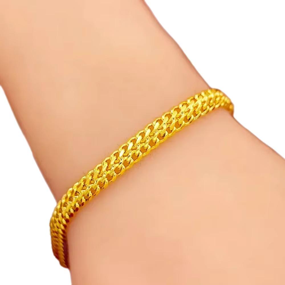 Bracelets en or jaune pur 18K 999 pour femmes, 6mm, chaîne et maillons de mariage classiques, cadeau
