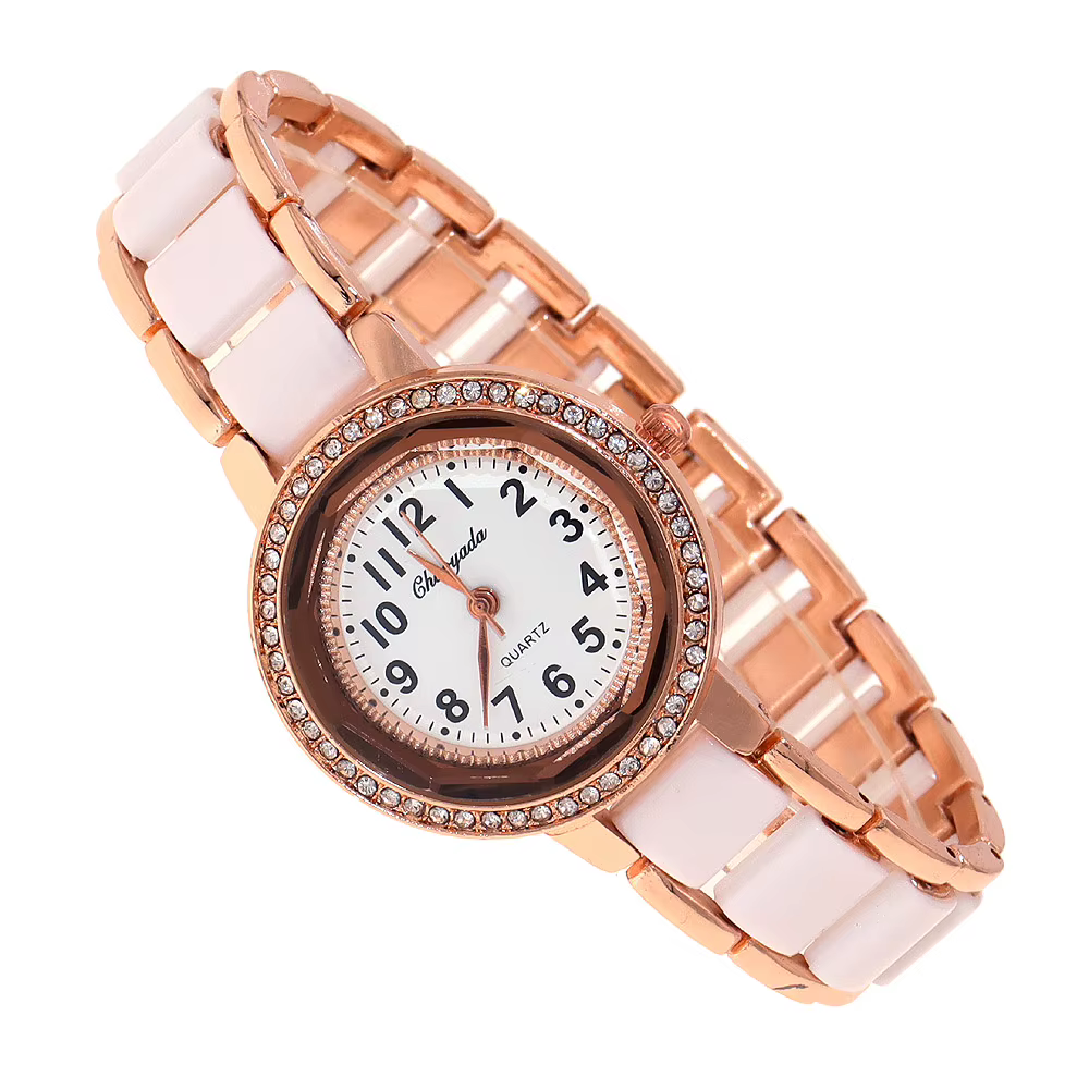Montre-bracelet à quartz en or rose pour femme, marque de luxe, montre-bracelet à la mode pour femme