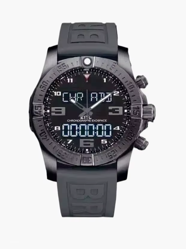 Montres de sport pour hommes avec logo/nom personnalisé, aiguilles noires et bleues, bracelet en cao