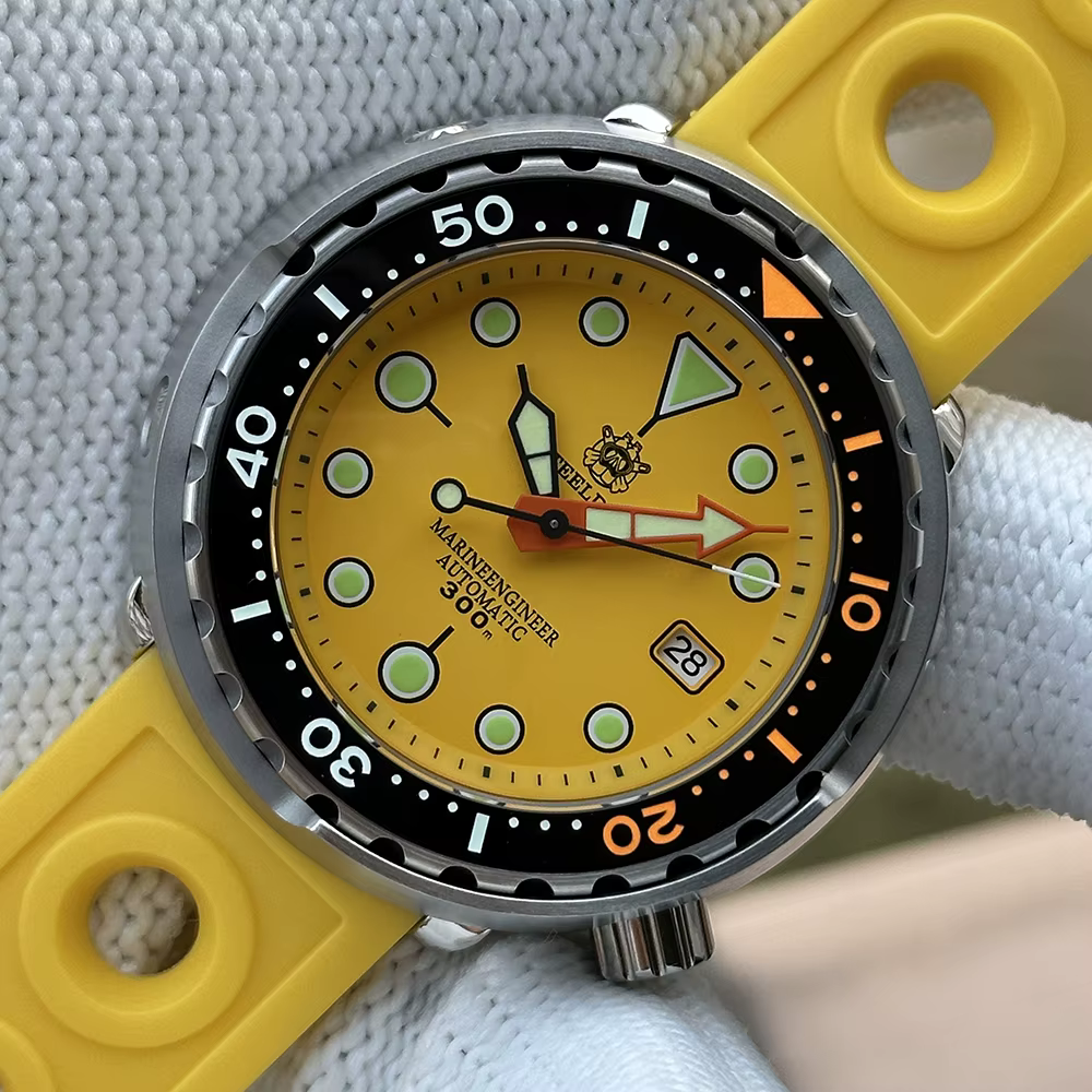 Montre de plongée automatique STEELDIVE SD1975C avec cadran jaune de 47,5 mm, lunette en céramique s
