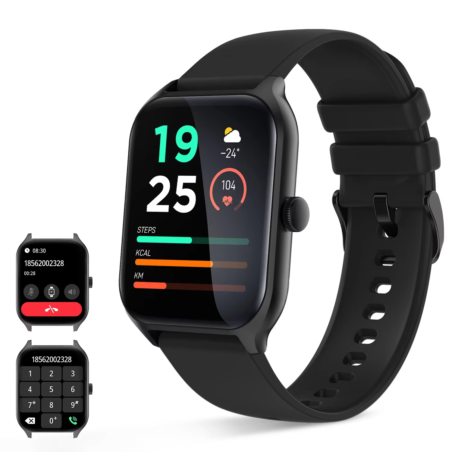 Montre connectée pour femmes et hommes, écran HD 1,96'', tracker d'activité sportive et de fitness a
