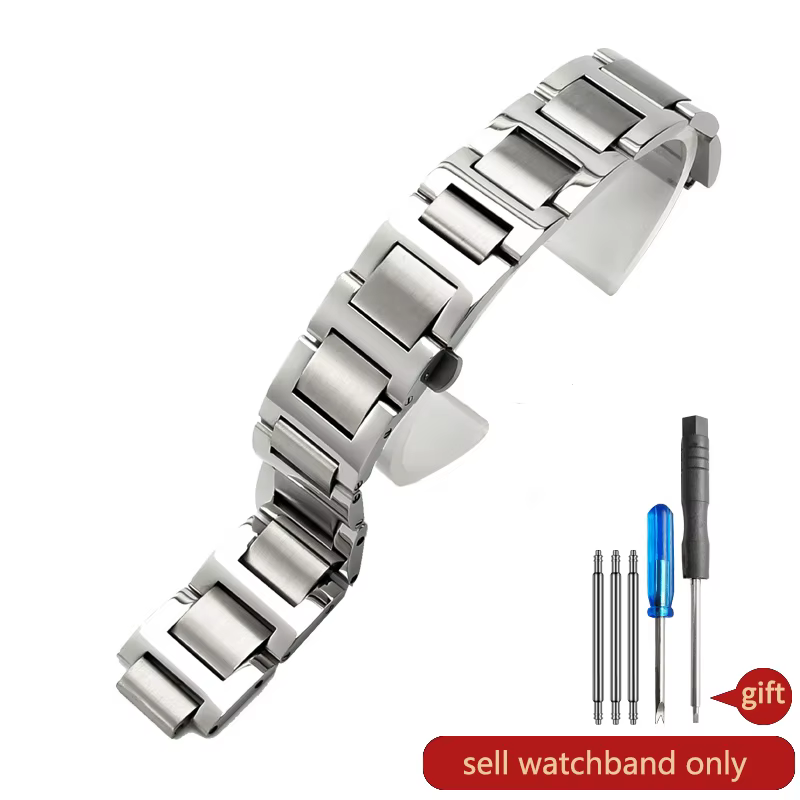 Bracelet De montre pour Cartier Ballon Bleu De série, en acier inoxydable massif, avec Interface con