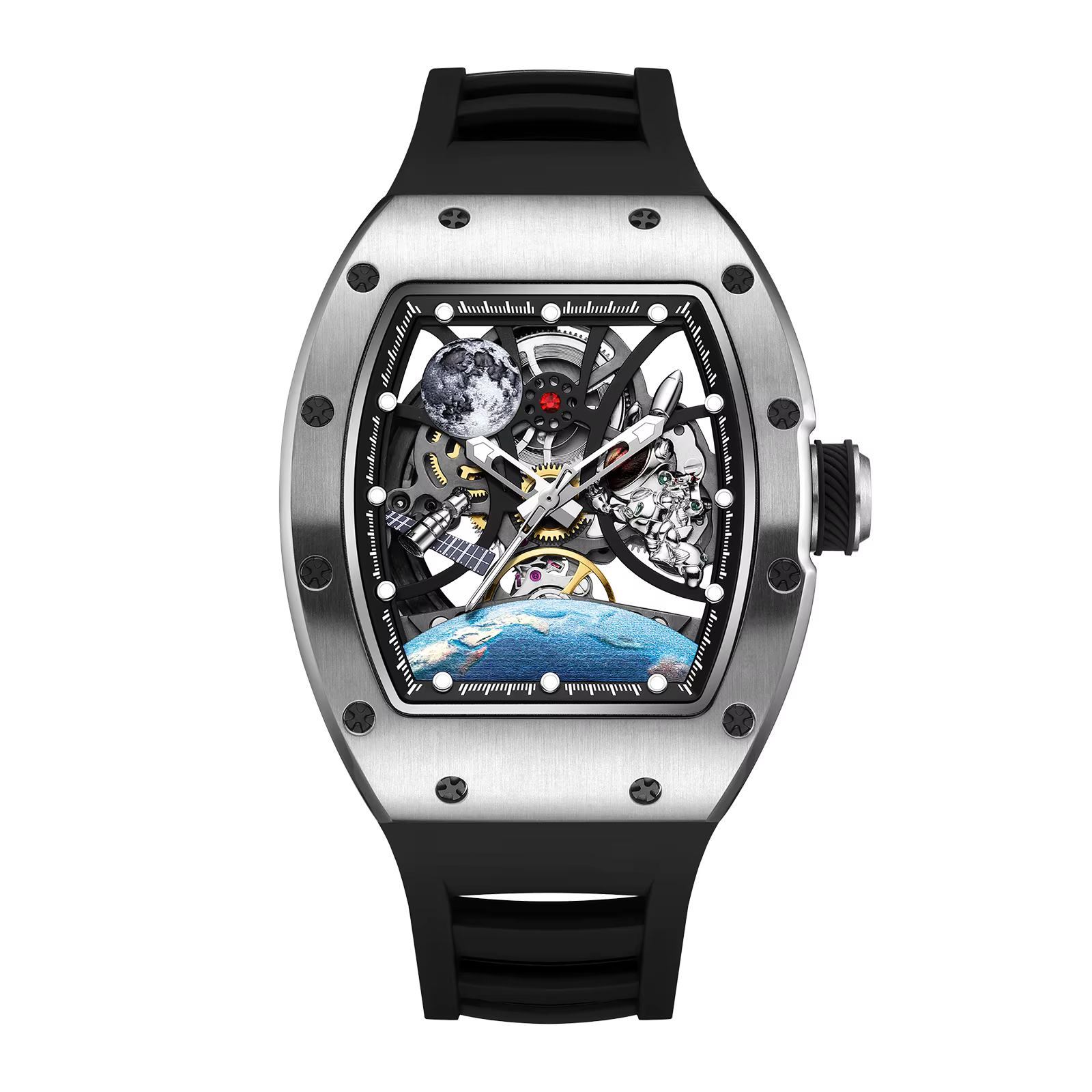 Montre automatique pour hommes de haute qualité avec bracelet en silicone de sport élégant montres m
