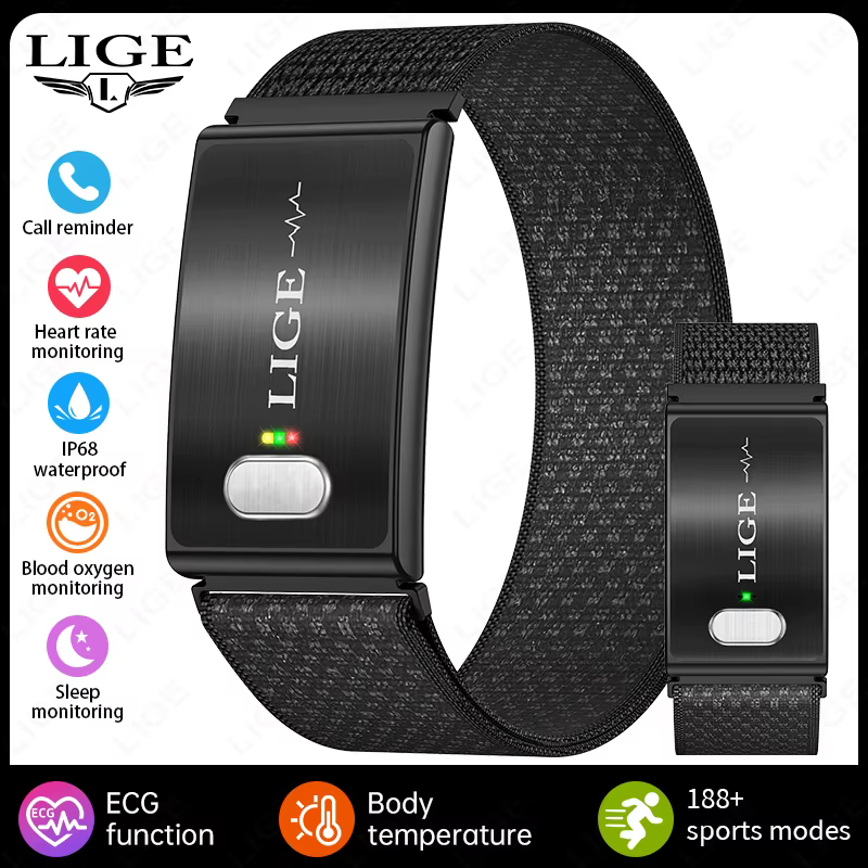 Montre connectée LIGE, surveillance de la santé, fréquence cardiaque, sommeil, étanche IP68, ECG, br