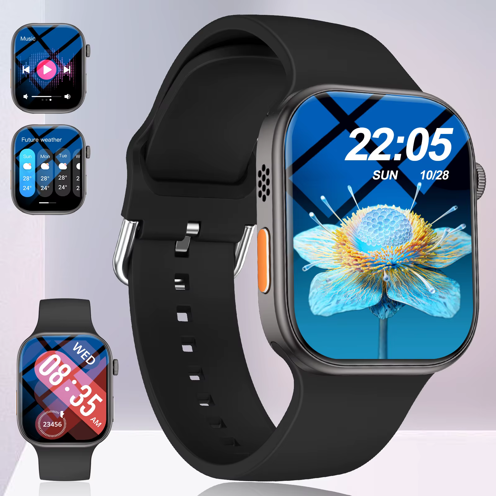 Montre intelligente, appel/cadran sans fil, mode multi-sport, rappels d'application multiples, adapt