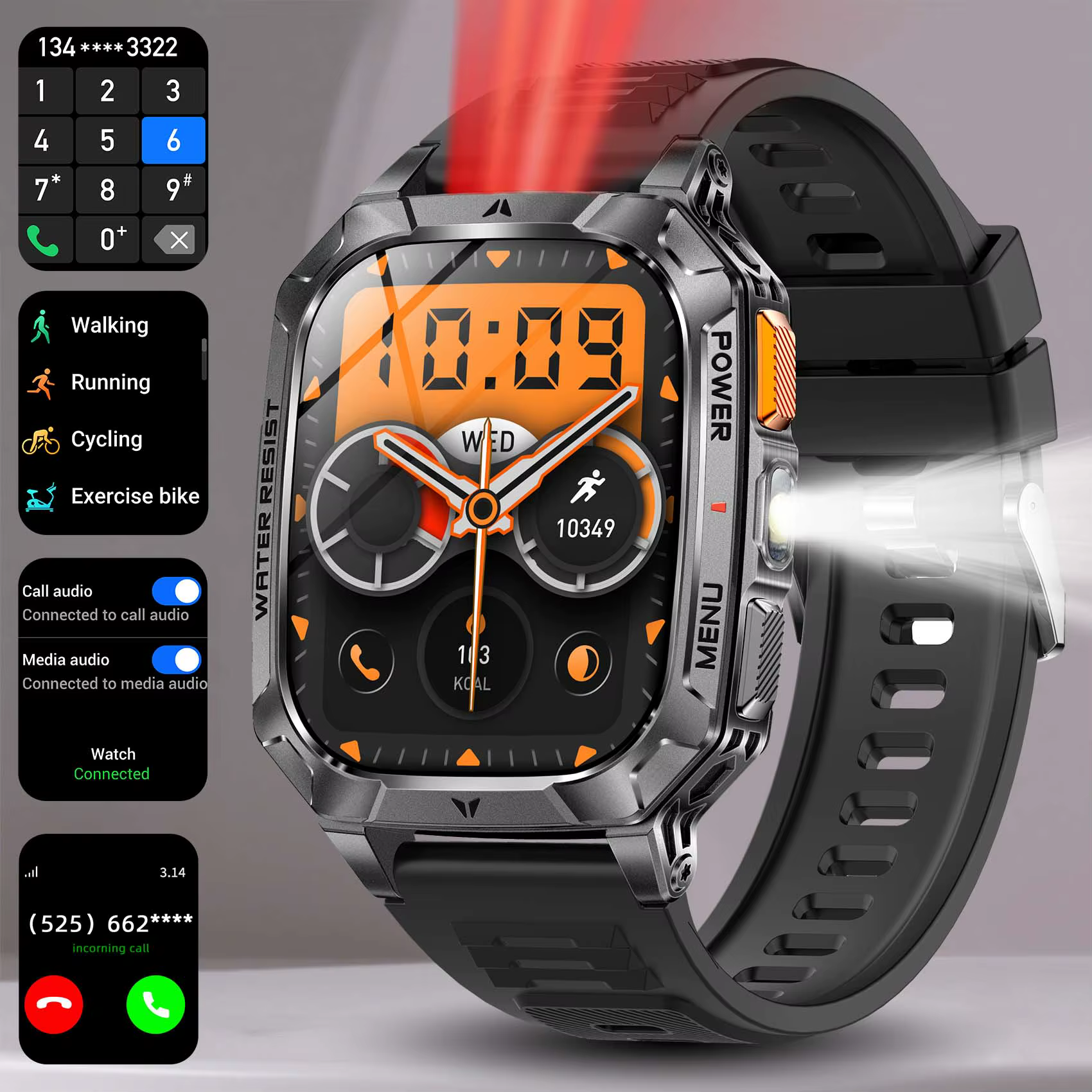 Nouvelle montre connectée avec batterie de 1400 mAh, écran HD de 2,01 pouces, étanche IPX8, appels B