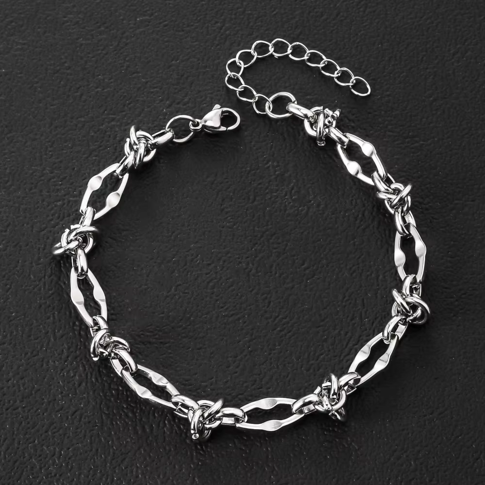 Bracelet en acier inoxydable étanche pour hommes et femmes, maillons irréguliers avec nœud, chaîne d