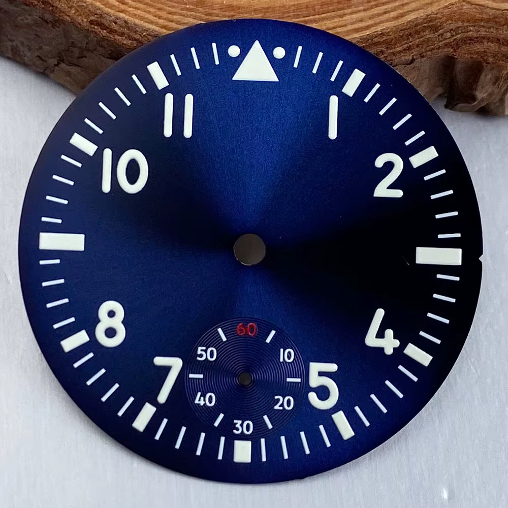 Nouveau cadran de montre noir, bleu, vert, blanc de 37 mm avec aiguilles pour mouvements Sea-gull ST