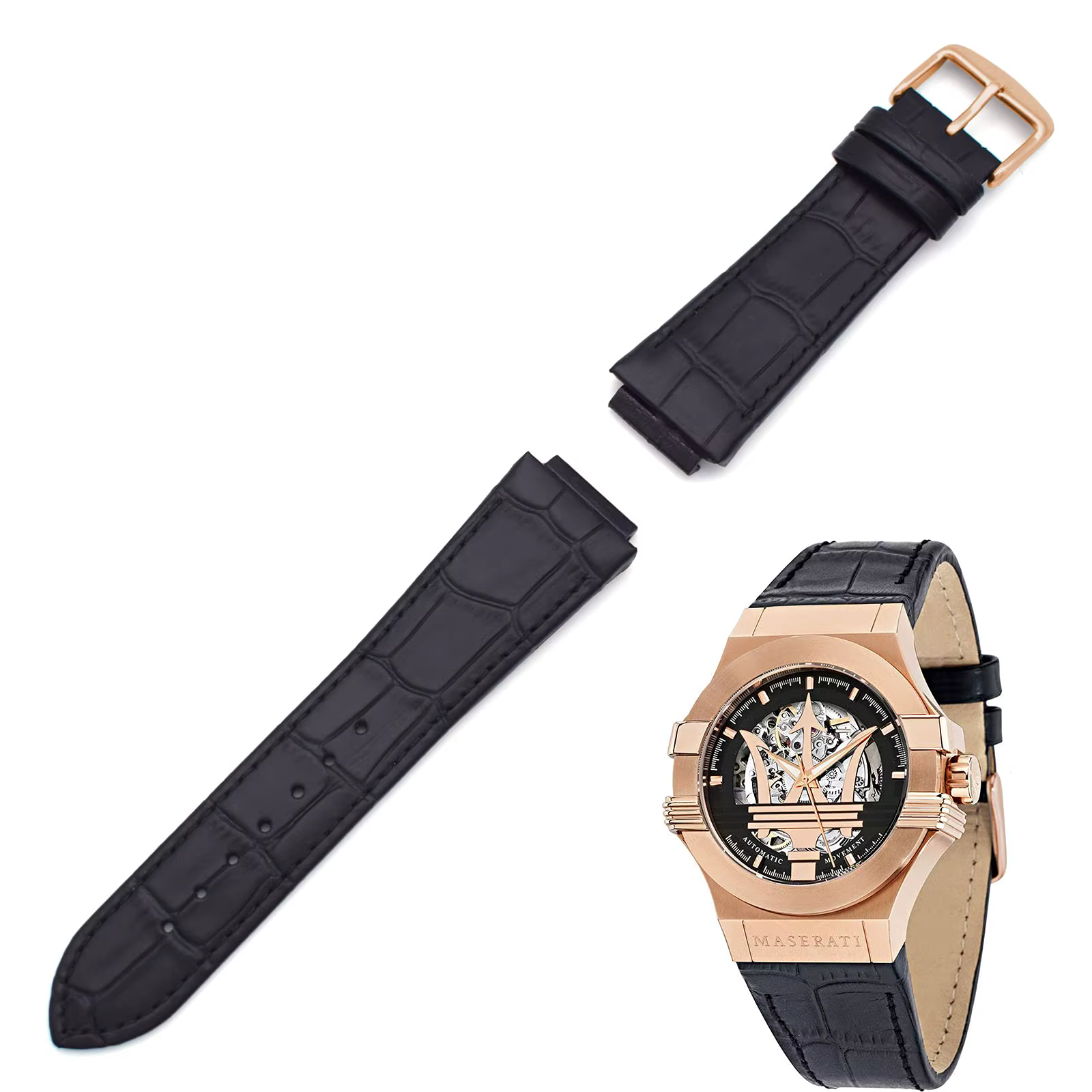 THEAGE 24MM bracelet de montre en cuir véritable remplacement pour montres pour hommes MASERATI R 88