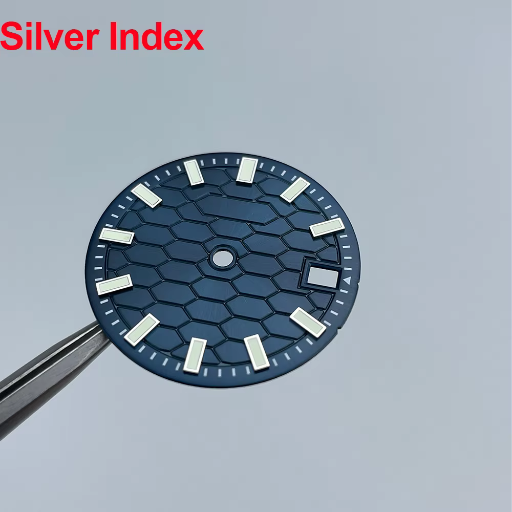 Cadran de montre bleu brossé 28.5mm, adapté au mouvement NH35/6 NH38 NH70/1/2, Super C3 vert lumineu