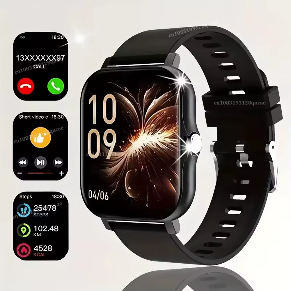 Montre connectée pour hommes et femmes, cadeau, écran tactile complet 1,83 pouces, montres de sport 