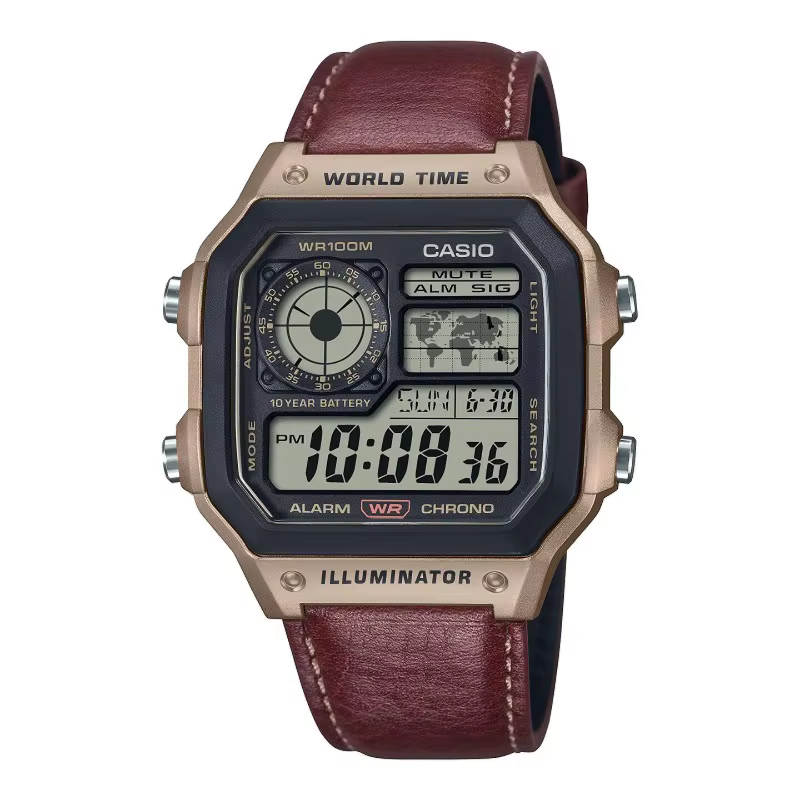 Montre de sport pour homme Casio AE-1200WHL-5A, design carré compact, multifonctionnelle, durable, é