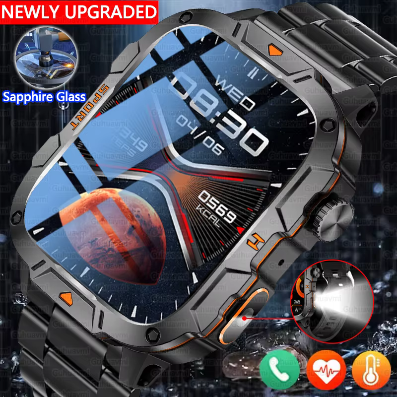 Nouvelle Montre Connectée Militaire 2025 pour Hommes, Écran AMOLED 1,96'', Étanche 5ATM, Suivi Sport