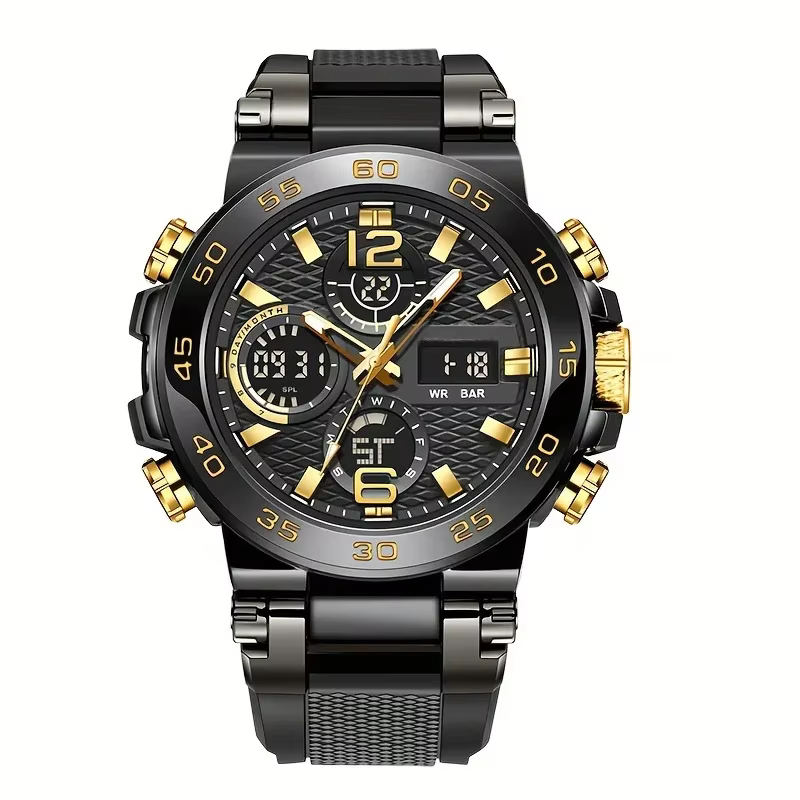 Nouvelles montres pour hommes étanche horloge alarme reloj hombre LCD double affichage montre-bracel