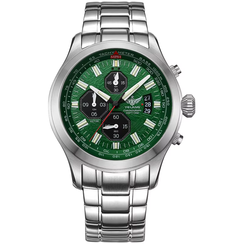 Montre à quartz pour homme Yelang V1029S, 42 mm, mouvement japonais OS10, acier inoxydable luminesce