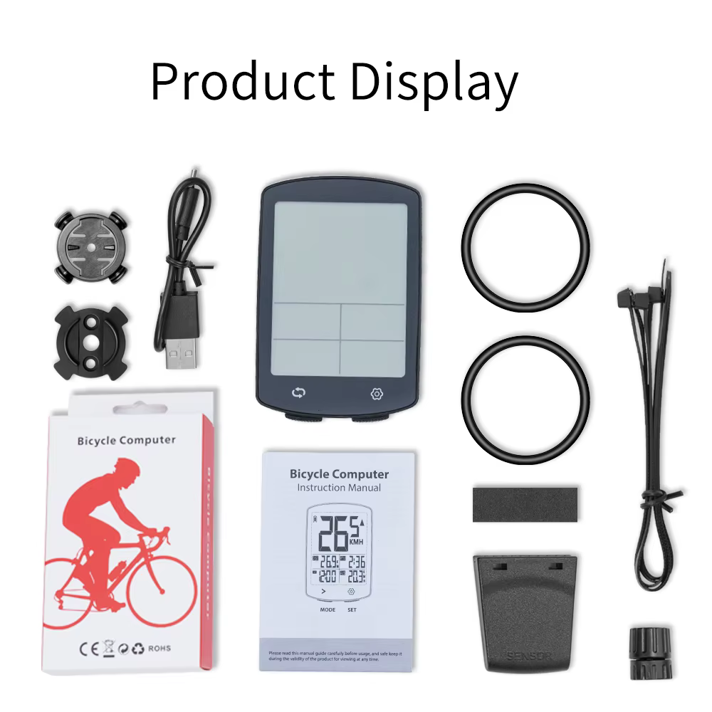 Ordinateur de vélo sans fil avec grand écran, compteur de vitesse de vélo rechargeable par USB, odom