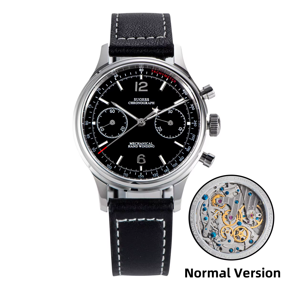 Sugess-Montre Pilote pour Homme, Chronographe Mécanique, Montre-Bracelet, Air Force, Saphir, Étanche