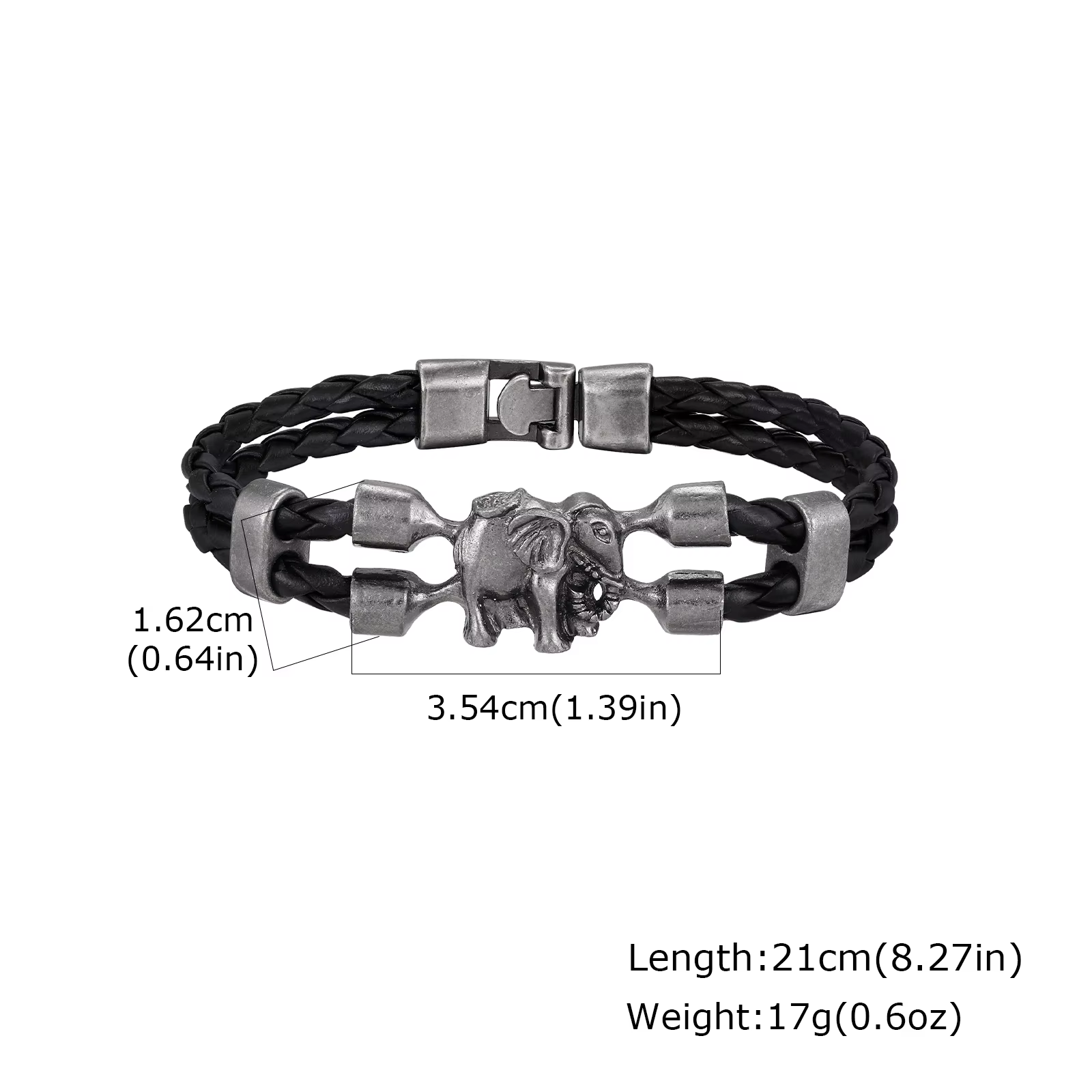 Bracelet en cuir noir d'éléphant Vintage pour hommes, cadeau de bracelet à breloques d'éléphant à la