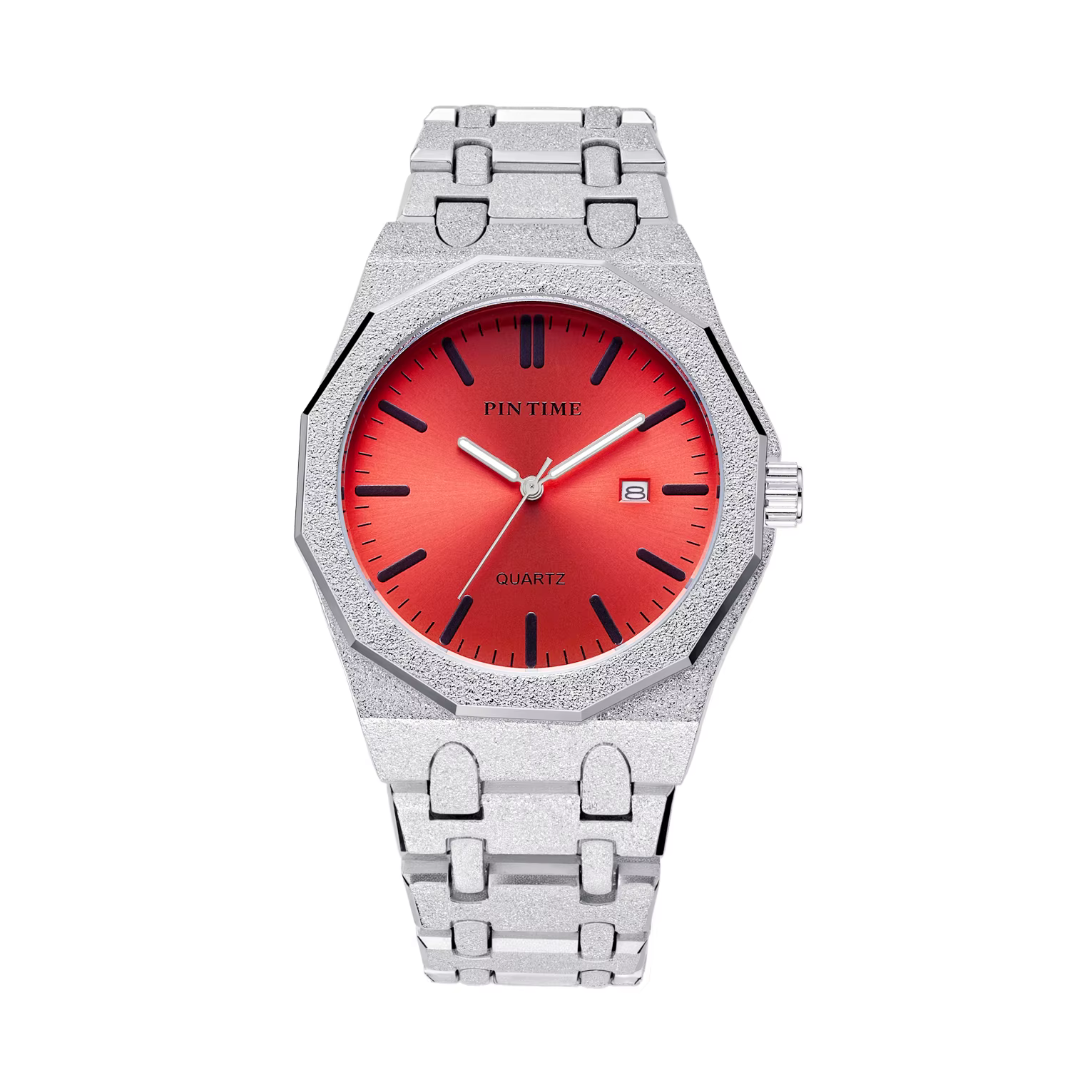 Montre-bracelet pour homme, dotée d'un cadran circulaire à 12 facettes, combiné à un style multicolo