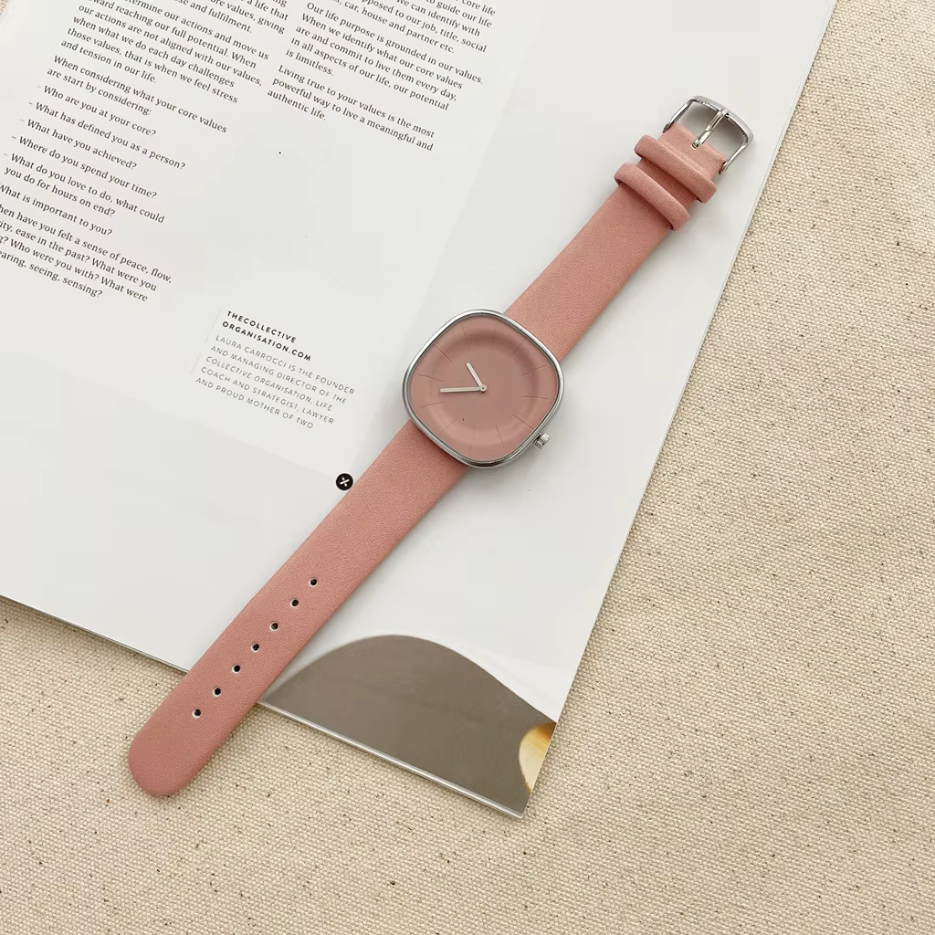 Montres carrées simples pour femmes, montre-bracelet en cuir pour dames, grand cadran, horloge à qua