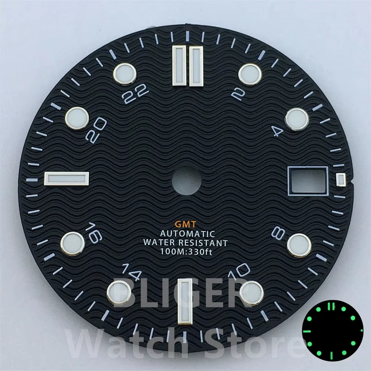 BLIGER-Cadran de Montre Noir Bleu Blanc, Mouvement Shoous Fit NH34, NH34A, 29mm