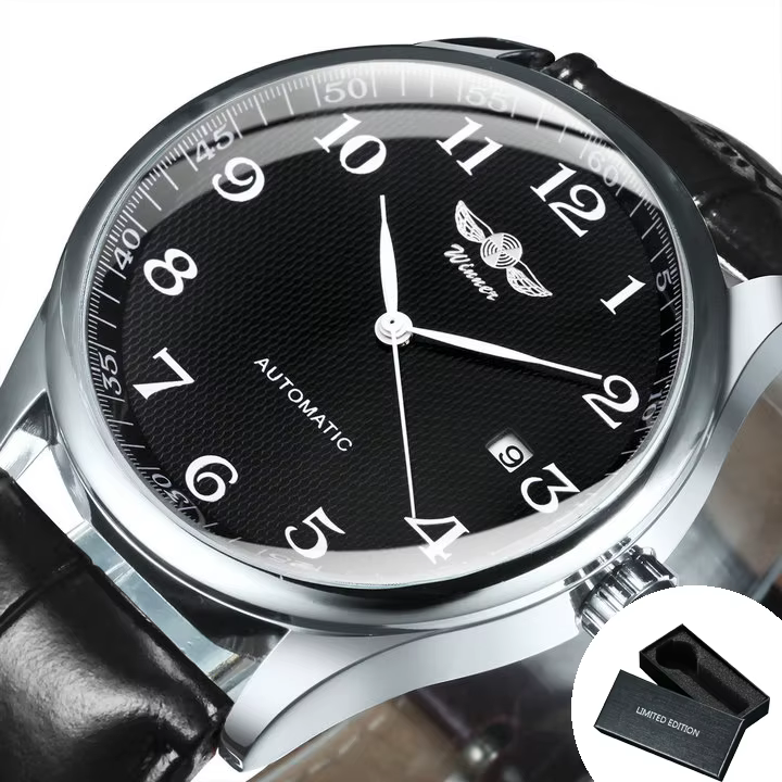 Winner – montre d'affaires classique pour hommes, rétro, calendrier, aiguilles bleues, automatique, 
