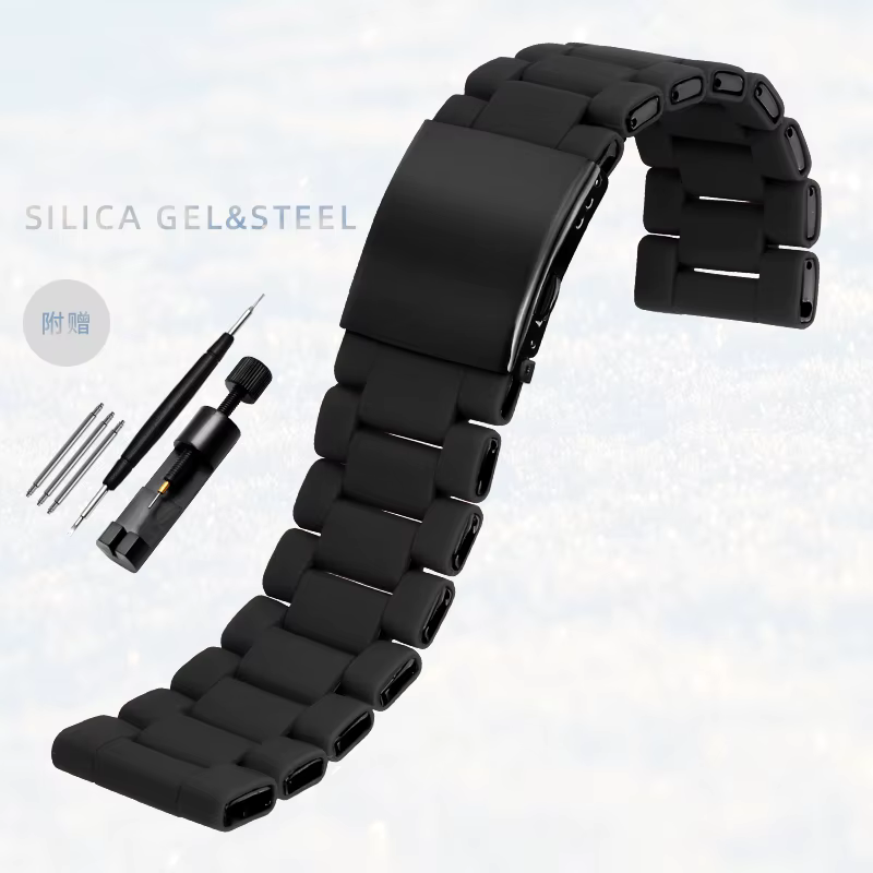 Bracelet de montre en caoutchouc et acier inoxydable pour hommes, rouge, pour montres Diesel DZ7370