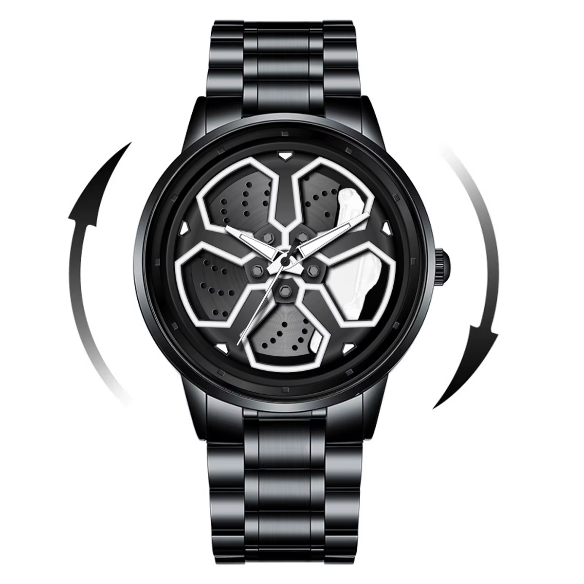 VA VA VOOM marque hommes roue créative platine montre en acier inoxydable noir mouvement à Quartz 42