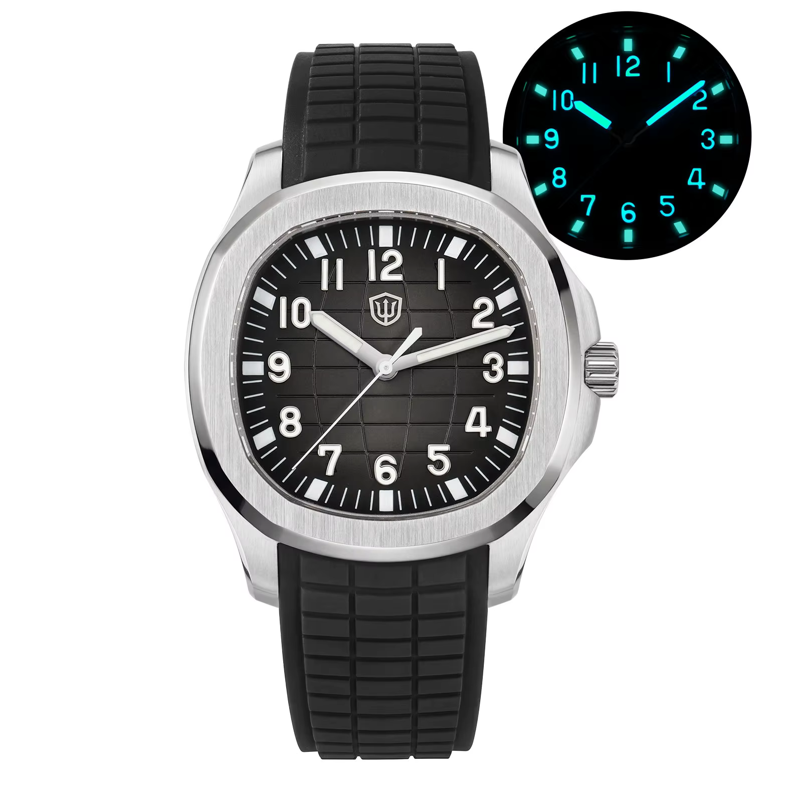 Watchdives WD008 Montre carrée 38 mm Vh31 à mouvement à quartz continu, luminescence saphir BGW9, br