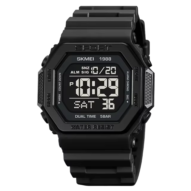 SKMEI 1988 militaire compte à rebours Chrono montre-bracelet pour hommes LED affichage numérique Spo