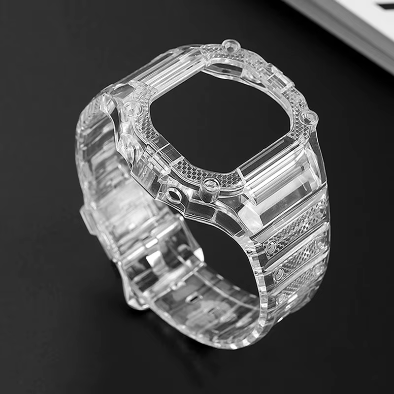 Jelly transparent watch strap set, tout-en-un sans outil noir rouge bleu uni Bracelet de montre pour