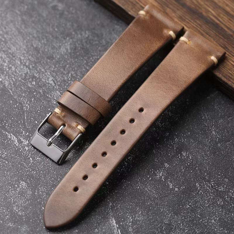 Horween-Bracelet de montre en cuir Dnomexcel fait à la main pour homme, bracelet mince, style vintag