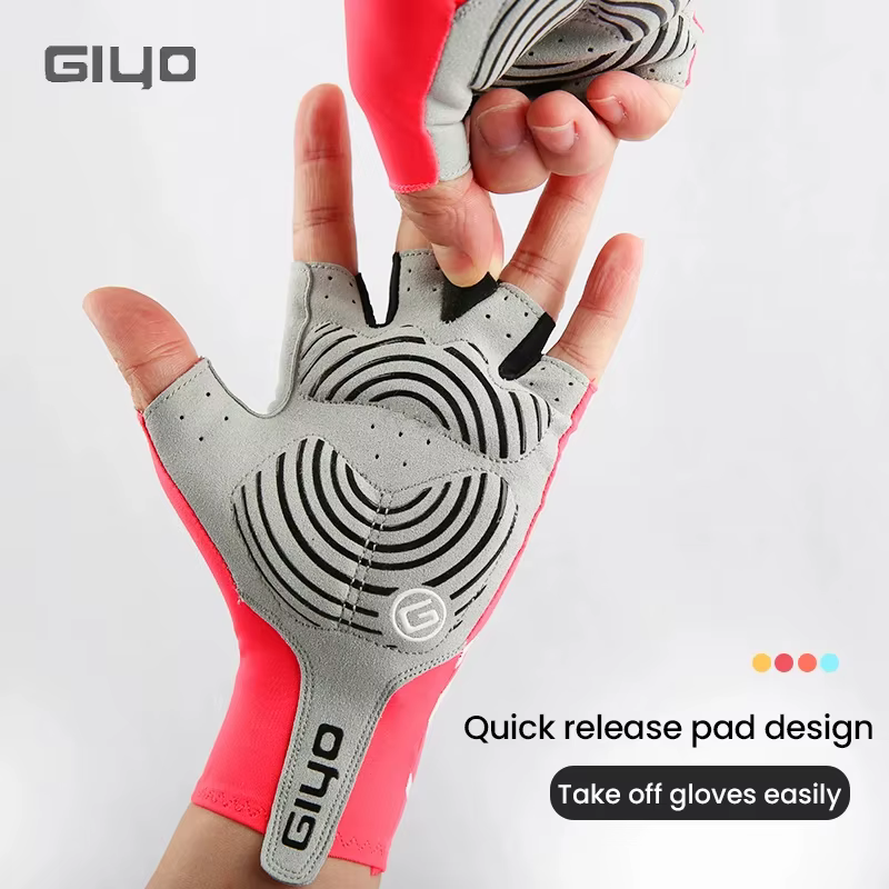 Gants mi-doigts Giyo antidérapants pour vélo, en tissu, pour hommes, sans doigts, pour VTT, vélo de