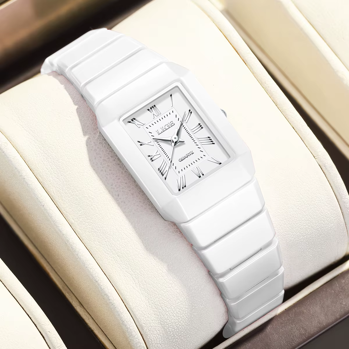 LIGE montre femme montre-bracelet marque céramique mode quartz élégant étanche vintage ultra-mince m