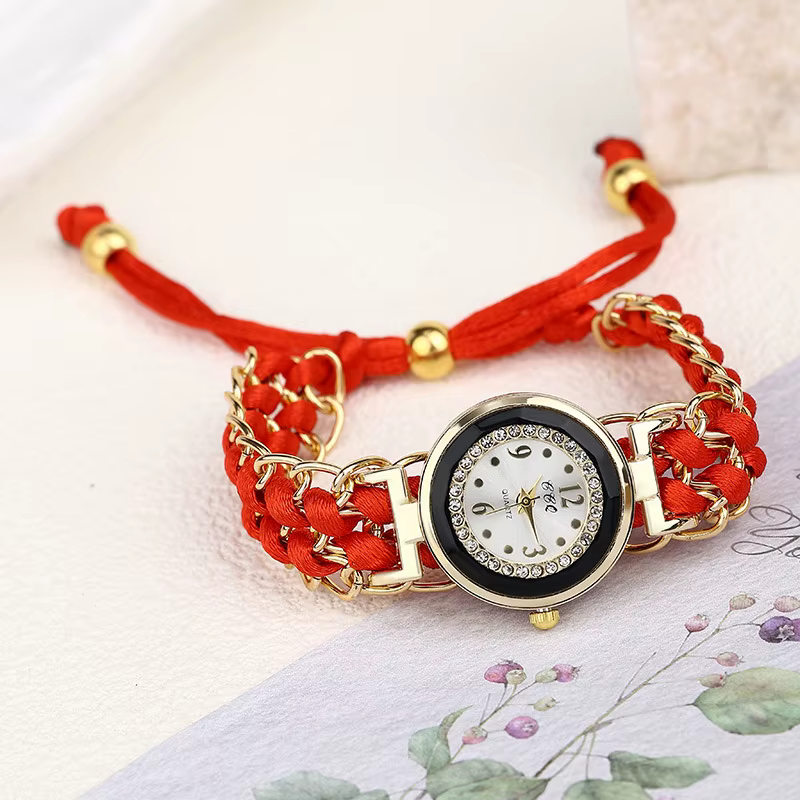 Mode femmes montres tricot corde chaîne enroulement analogique Quartz montre-bracelet Simple dames h