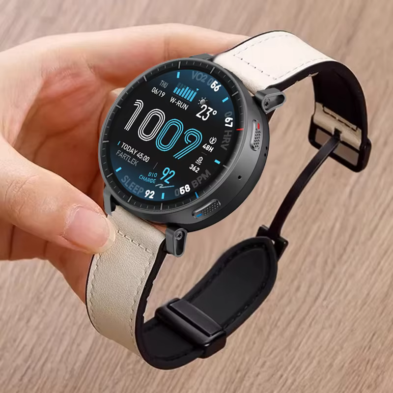 Bracelet Correa en Silicone et cuir magnétique, 20mm 22mm, pour Amazfit Active Max/Active 2/Balance 