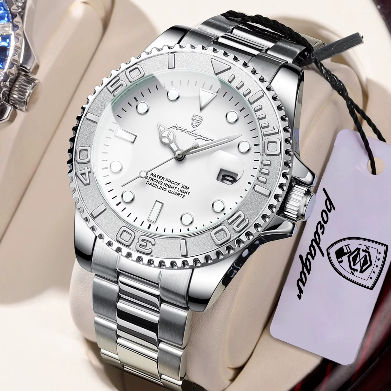 Montre-bracelet homme POEDAGAR, mode décontractée, étanche, lumineuse, date, montre homme élégante, 