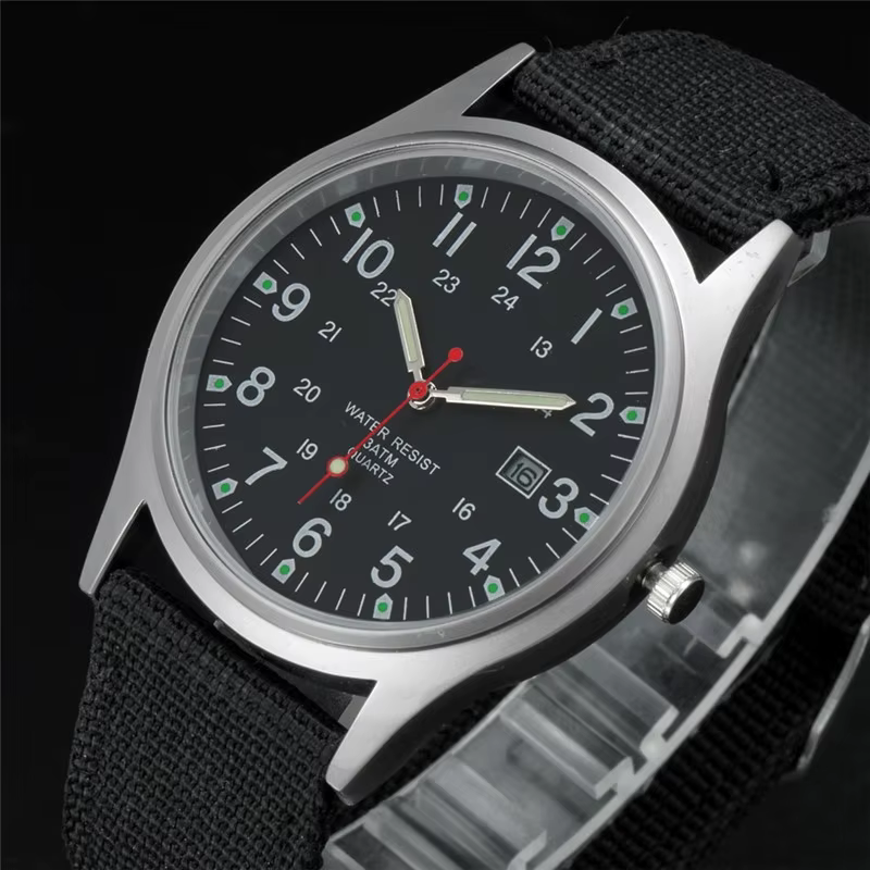 Garçons marque pas cher montres hommes mode décontracté bracelet en Nylon sport armée cadeaux Date Q