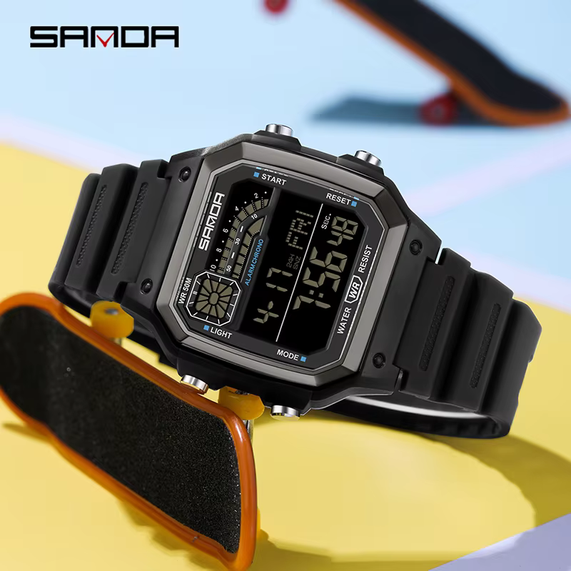 SANDA Sport de plein air chronographe électronique montre hommes montres multifonctions réveil Chron