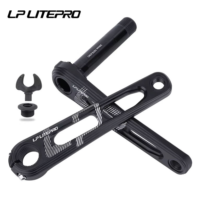 LP Litepro-Manivelle de vélo pliante en alliage d'aluminium, plateau simple, pédalier de vélo, plate