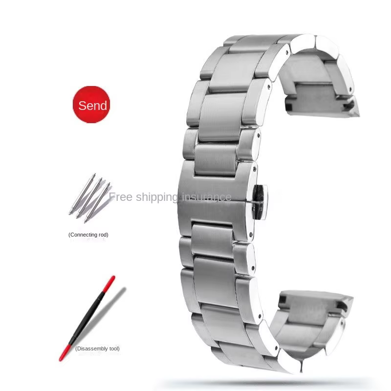 Bracelet de montre en acier à extrémité incurvée solide, bracelet de montre de précision, série Tiss