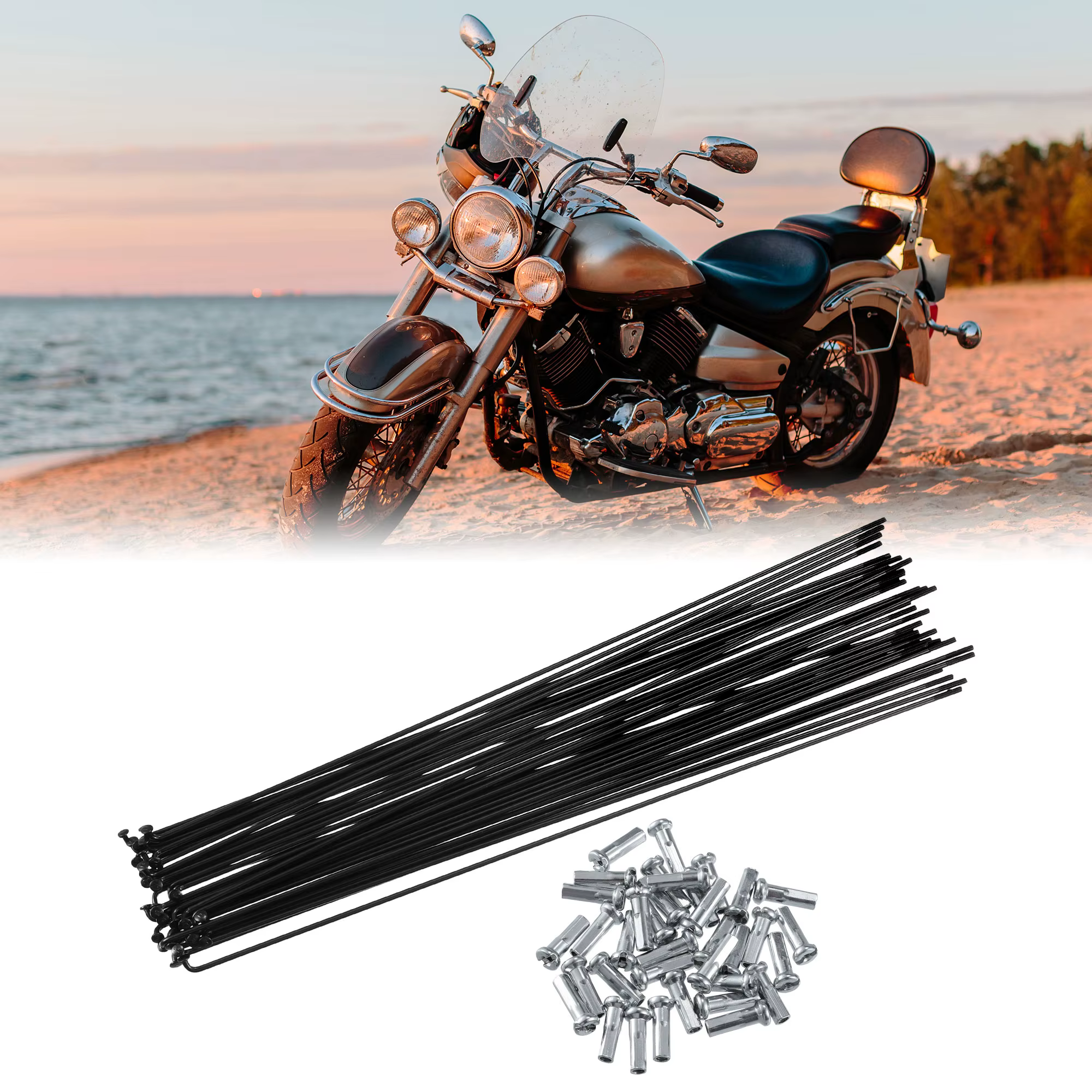 X Autohaux 14G J Bend rayons de vélo en acier 136-293mm de longueur avec écrous pièces de rechange d