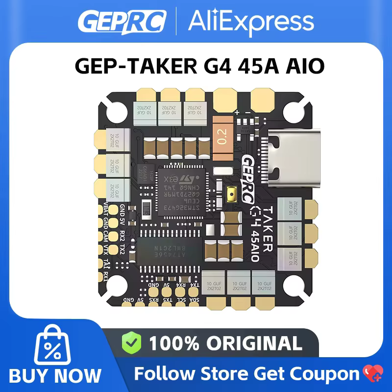GEPRC-Contrôleur de Vol TAKER G4 45A AIO Baro OSD G473, BLHELIS 45A ESC FET Directement 2-6S pour FP